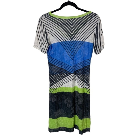 David Cline Medium T-Shirt Style Striped Artsy Lightweight Comfy Dress - Picture 2 of 6